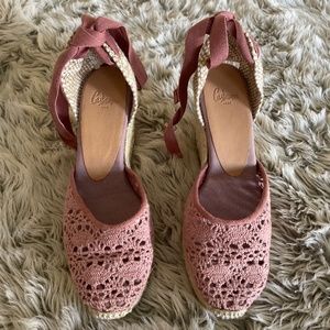 Mauve crochet lace up Castaner espadrilles size 36